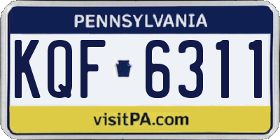 PA license plate KQF6311