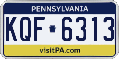 PA license plate KQF6313
