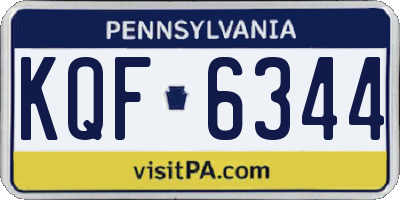 PA license plate KQF6344