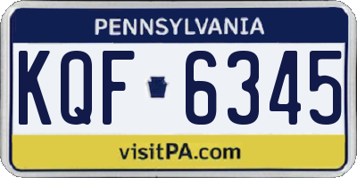 PA license plate KQF6345