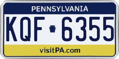 PA license plate KQF6355