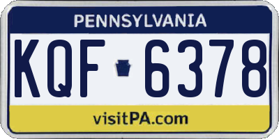 PA license plate KQF6378