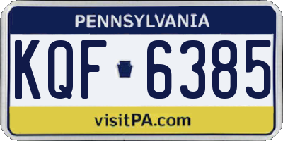 PA license plate KQF6385