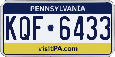 PA license plate KQF6433