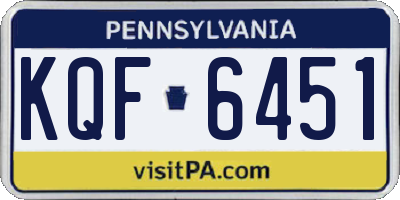 PA license plate KQF6451