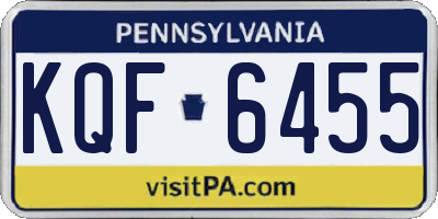 PA license plate KQF6455