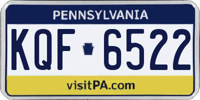 PA license plate KQF6522