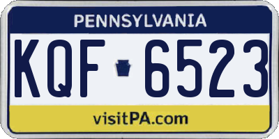 PA license plate KQF6523