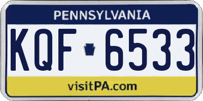 PA license plate KQF6533