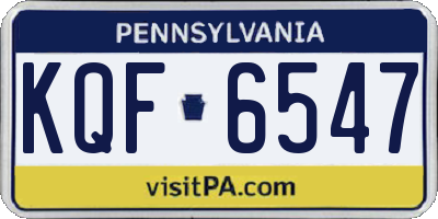 PA license plate KQF6547