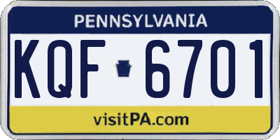 PA license plate KQF6701