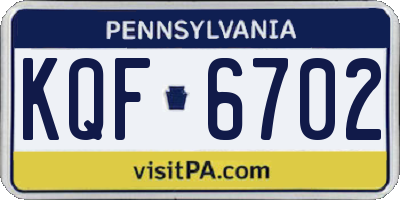 PA license plate KQF6702