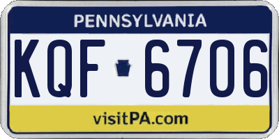 PA license plate KQF6706