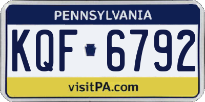 PA license plate KQF6792