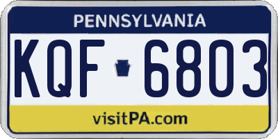 PA license plate KQF6803
