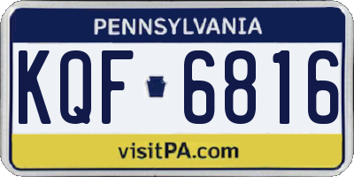 PA license plate KQF6816