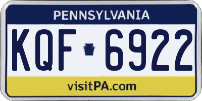 PA license plate KQF6922