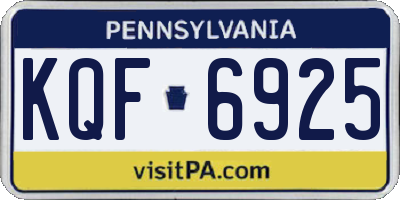 PA license plate KQF6925