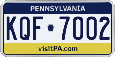 PA license plate KQF7002