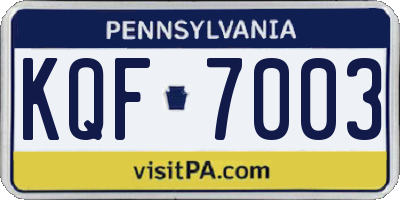PA license plate KQF7003