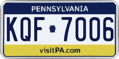 PA license plate KQF7006