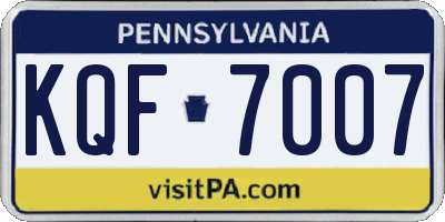 PA license plate KQF7007