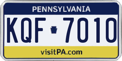 PA license plate KQF7010