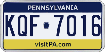 PA license plate KQF7016