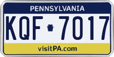 PA license plate KQF7017