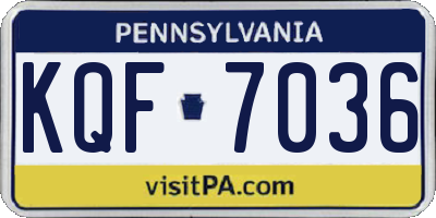 PA license plate KQF7036