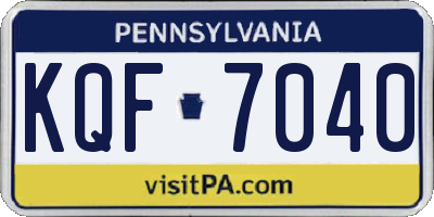 PA license plate KQF7040