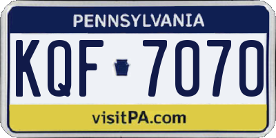 PA license plate KQF7070