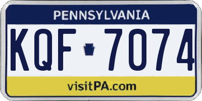 PA license plate KQF7074