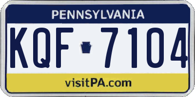 PA license plate KQF7104