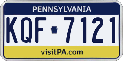 PA license plate KQF7121