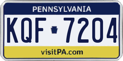 PA license plate KQF7204
