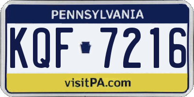 PA license plate KQF7216