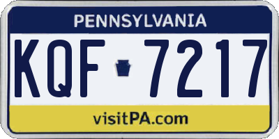 PA license plate KQF7217