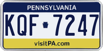 PA license plate KQF7247