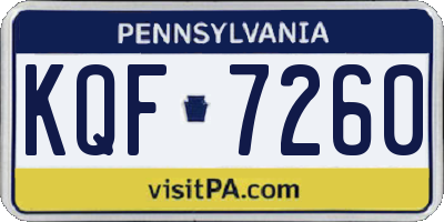 PA license plate KQF7260