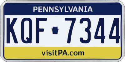 PA license plate KQF7344