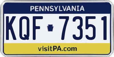PA license plate KQF7351