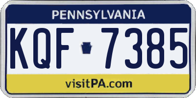 PA license plate KQF7385