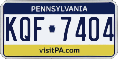PA license plate KQF7404