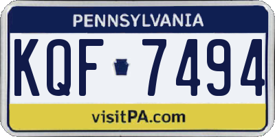 PA license plate KQF7494