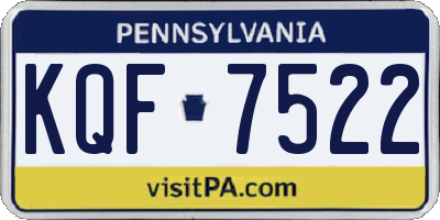 PA license plate KQF7522