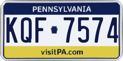 PA license plate KQF7574