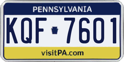 PA license plate KQF7601
