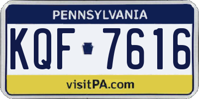 PA license plate KQF7616