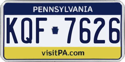 PA license plate KQF7626